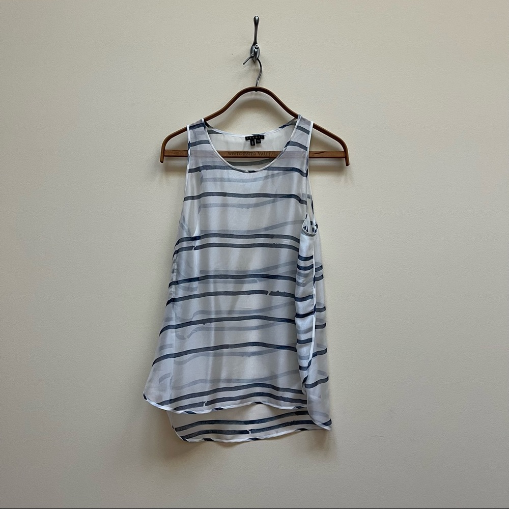 THEORY | sheer striped sleeveless blouse